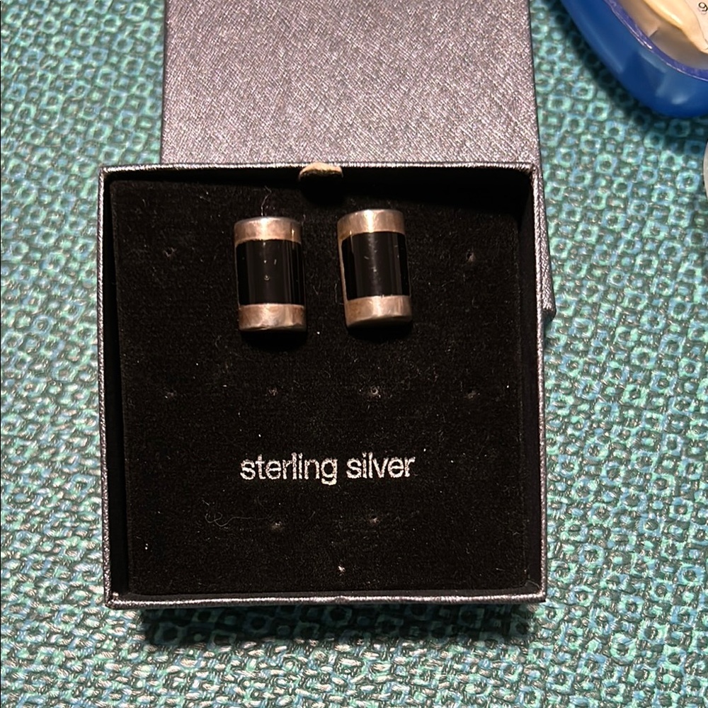 Sterling Silver and Black Earrings